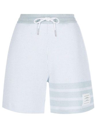 Thom Browne 4-Bar track shorts - women - Cotton/Silk/Cotton/Silk - 38 - Blue