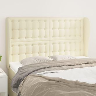 vidaXL Cabecero Con Orejas De Cuero Sint&eacute;tico Crema 147x23x118/128cm Vidaxl
