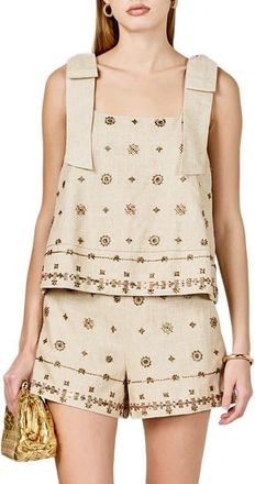 endless rose Beaded Sleeveless Top in Natural at Nordstrom, Size X-Small