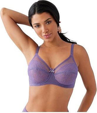 Wacoal Retro Chic Unlined Mesh Full Coverage Underwire Bra, 855186 Womens Bra Grape Compote : 36DDD, Lace/Mesh/Nylon