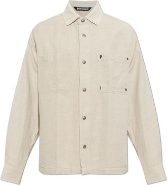 Palm Angels Pocket Shirt - Heren - Casual Overhemden - Beige - M - Katoen - Overhemden