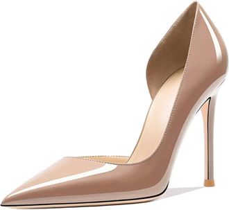 Generic Eestfy Womens Classic Patent Leather Pointed Toe Stiletto Heels Professional High Heel Dress Pumps Slip On Design Elegant Court Shoes for Wedding & Fo