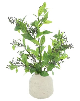 Creative Displays Inc. Handmade Faux Laurel Leaves & Berries In Fiberstone Vase
