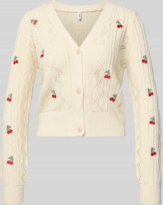 Only Regular Fit Strickjacke aus Baumwoll-Mix Modell BIRTIE in Ecru, Gr&ouml;&szlig;e XL