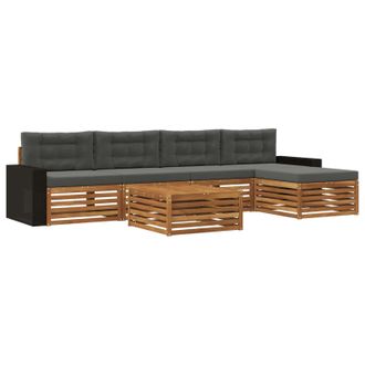 vidaXL Conjunto De Sof&aacute;s De Exterior 6 Pcs Natural Y Antracita Vidaxl