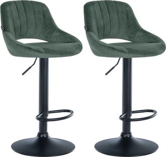 Clp Set de 2 taburete de bar ajustable giratorio en terciopelo verde