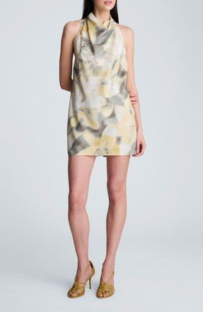 Kenneth Cole Cowl Neck Strappy Minidress in Pastel Yellow Multi at Nordstrom, Size 14