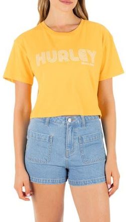 Hurley Rollers Boxy Crop Cotton Graphic T-Shirt in Marigold at Nordstrom Rack, Size X-Large
