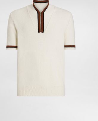 Dolce & Gabbana Short-sleeved Cotton Polo-shirt With Inlay - Man Sweaters And Cardigans White 44