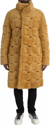 Bottega Veneta Mens Yellow Wool Long Teddy Coat Jacket Clothing