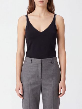 Brunello Cucinelli Top in cotone con spalle scoperte e dettaglio monile