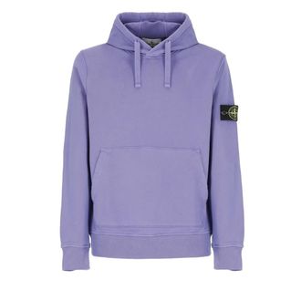 Stone Island Hoodies, male, Purple, Size: XL Cotton Hoodie with Logo Patch
