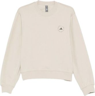 adidas Adidas by Stella McCartney, Sweatshirts, female, Beige, Size: M Logo Graphic Print Crewneck Sweatshirt