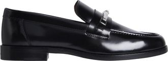 Calvin Klein Black Polished Leather Moc Toe Loafers