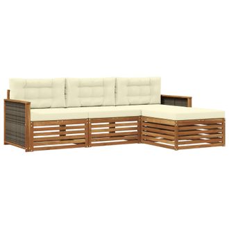 vidaXL Conjunto De Sof&aacute;s De Exterior Con Coj&iacute;n Natural Y Crema Vidaxl