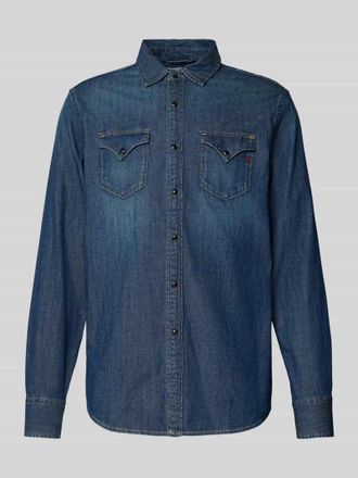 Replay Regular Fit Jeanshemd mit Brusttaschen und Label-Stitching in Jeansblau, Gr&ouml;&szlig;e L