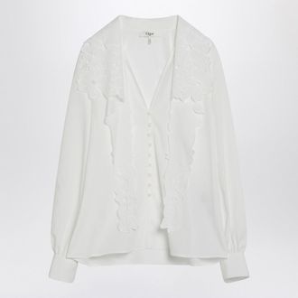 Chloé Chloé White Shirt With Embroidered Bow Tie