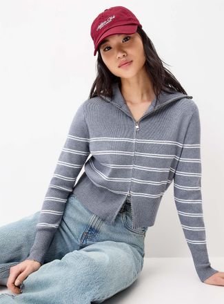Twik Womens Striped zippered Cardigan Sweater