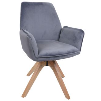 Hhg [nunca Usado] Silla De Comedor Hhg-384, Silla De Mesa De Comedor, Silla De Cocina, Silla Con Reposabrazos, Giratoria, Madera Y Terciopelo De 320 G/m&sup2;,