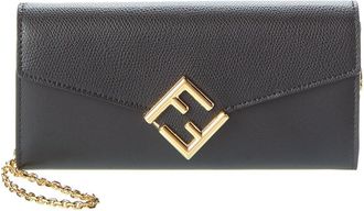 Fendi Fendi Ff Diamonds Leather Wallet On Chain