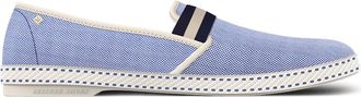 Rivieras Shoes Canvas Oxford Loafer with Striped Elastic Band in Navy at Nordstrom, Size 41