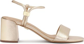 Kazar Gouden sandalen met unieke sluiting - Dames - Sandalen met hakken - Geel - 35 EU - Leer - Schoenen