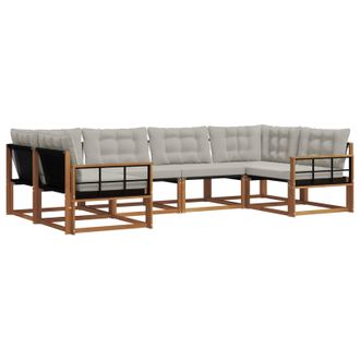 vidaXL Conjunto De Sof&aacute;s De Exterior 6 Pcs Gris Natural Y Claro Vidaxl