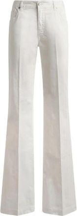 Etro Pegaso Geborduurde Flared Jeans - Dames - Wijde Broeken - Wit - W28 - Katoen - Broeken