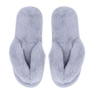 PartyKindom Cotton Winter Slippers for Women Grey Anti-slip Plush Padded Flip-flops Home Footwear Soft Breathable Cozy House Shoes with Sole