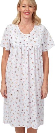 Marlon Womens Beatrice Easy-Care Button Placket Nightdress, Penny Pink, 20-22