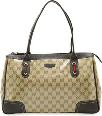 Gucci Beige Gg Crystal Coated Canvas Tote (Authentic Pre-Loved)
