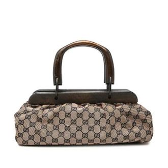 Gucci Pre-owned Handbags, female, Beige, Size: ONE SIZE Pre-owned Canvas Handbag