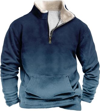 Generic Mens Quarter Zipper Sherpa Sweatshirts 2025 Thermal Warm Sweater 1/4 Zip Stand Collar (UK, Alpha, 3XL, Regular, Regular, 15)