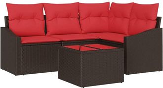 vidaXL Set Di Divani 5 Pz Marrone Polyrattan Vidaxl