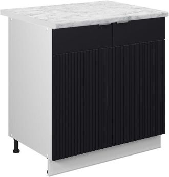 Vicco Armario Bajo Para Fregadero Fame-line, Rayas Negras, 80 Cm Con Estante, Et M&aacute;rmol Vicco