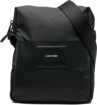 Calvin Klein logo-patch shoulder bag - men - Polyurethane/Recycled Polyester - OS - Black