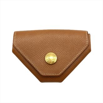 Herm&egrave;s Gold Courchevel Leather Coin Purse/Coin Case (Pre-Owned)
