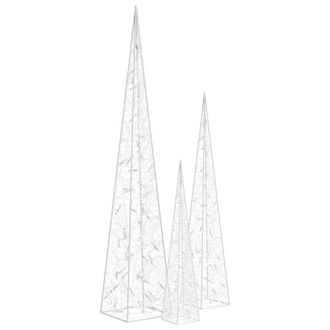 Berkfield Home Beautiful Acrylic Decorative LED Light Cone Set Cold White 60/90/120cm