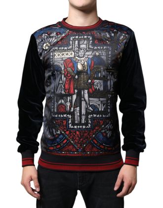 Dolce & Gabbana Mens Multicolor Jacquard Crew Neck Sweatshirt Sweater Clothing