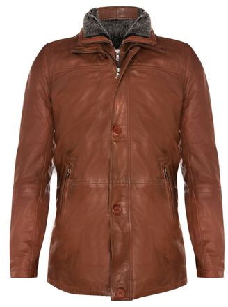 Infinity Leather Mens Removable Collar Mid Length Warm Jacket - Tan - Size X-Small