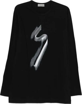 Yohji Yamamoto T-shirt con stampa grafica e maniche lunghe - Nero