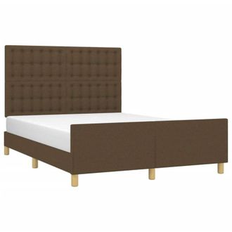 vidaXL Cama Sin Colch&oacute;n Tela Marr&oacute;n Oscuro 140x200 Cm Vidaxl