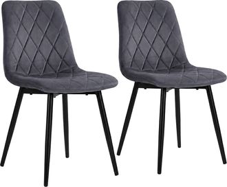Relaxdays Relaxdays Silla De Comedor, Juego De 2, Terciopelo Antracita, Patas Met&aacute;licas, 120 Kg, Sal&oacute;n Y Cocina, Silla Tapizada