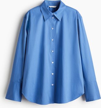 H&M Hemdbluse aus Popeline - Blue