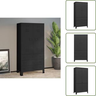 vidaXL The Living Store Armadio Industriale Nero 90x50x180 cm in Metallo - Armadio in metallo