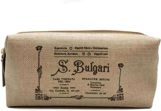 Bulgari Collezione Beige Pvc Leather Clutch Bag Pouch (Pre-Owned)