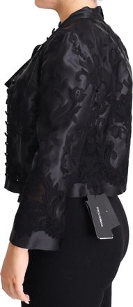 Dolce & Gabbana Womens Black Lace Sheer Corset Organza Silk Jacket Clothing