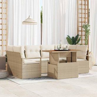 vidaXL Conjunto De Sof&aacute; De Jard&iacute;n 7 Pcs Beige Y Crema 100 X 55 X 73 Cm Vidaxl