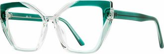 Soho Womens Cat-Eye Glasses In Green/crystal