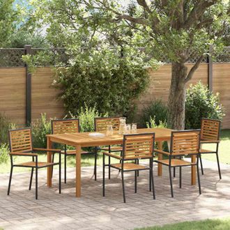 vidaXL Conjunto De Comedor De Jard&iacute;n 7 Pcs Negro Polirat&aacute;n Vidaxl